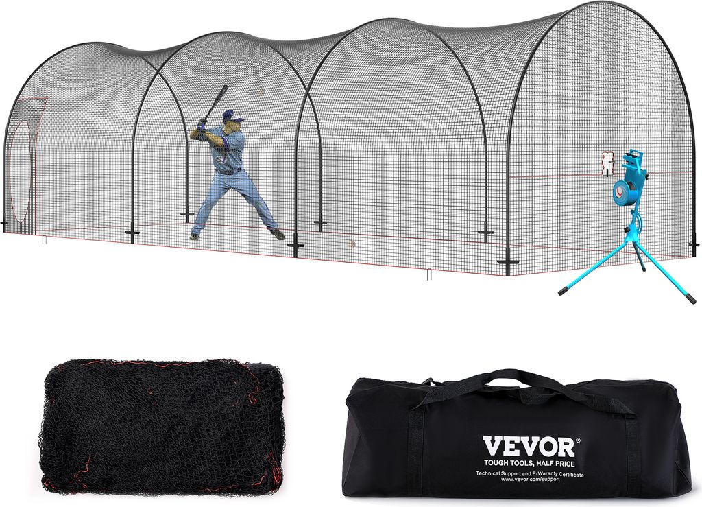 VEVOR Baseball-Schlagkäfig-Netz mit Rahmen und Netz 10 x Produktbild 