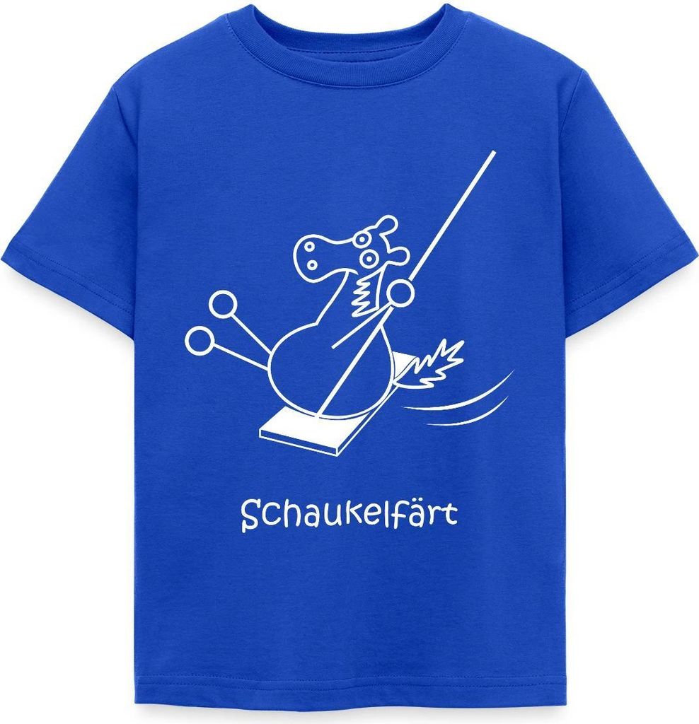 Spreadshirt Schaukelfärt Schaukel Pferd Färt Wortspiel Kinder T-Shirt, 110/116 (5-6 Jahre), Royalblau