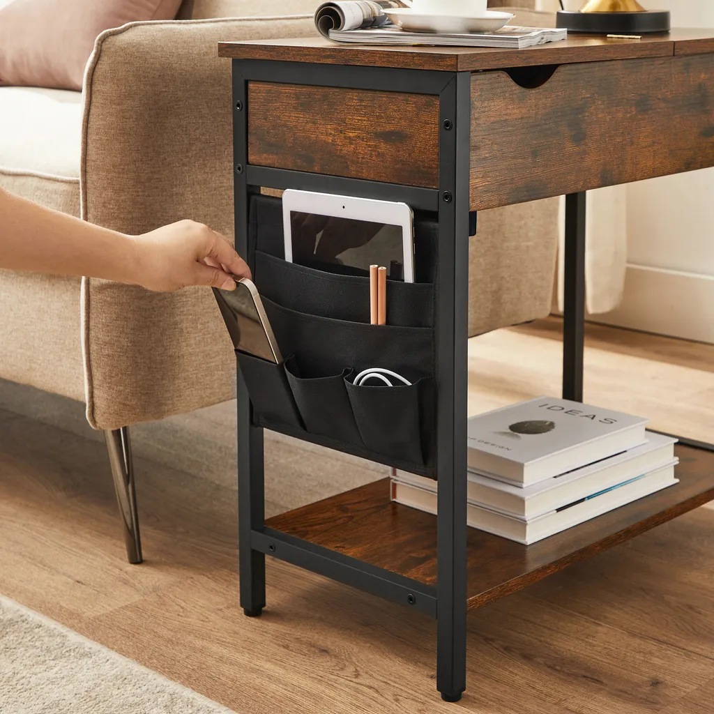 Petite table pliante industrielle avec station de charge USB intégrée - 6