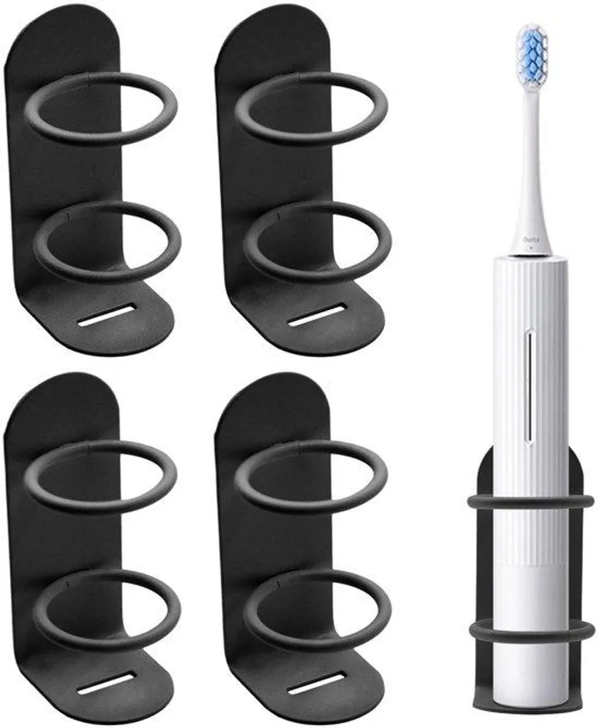 Lot de 4 supports adhésifs pour brosses à dents électriques noir mat
