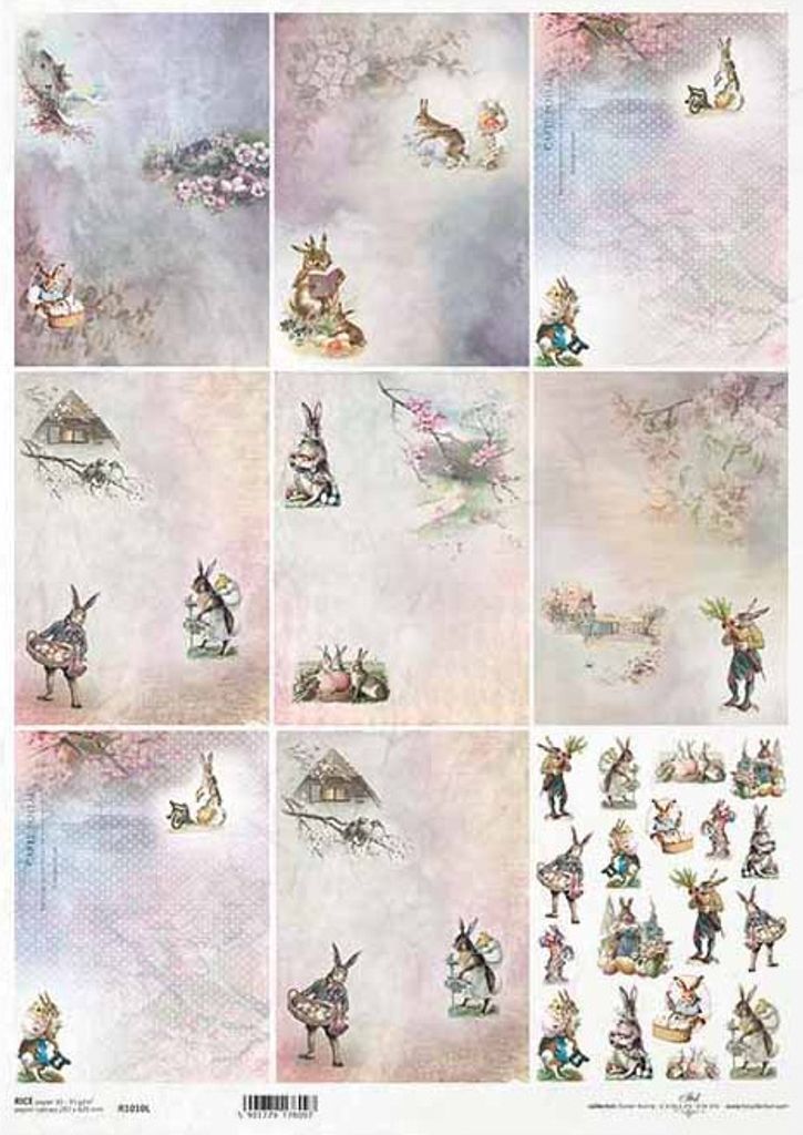 ITD Reispapier Decoupage Bastelpapier A3 Osterhasen 1010L