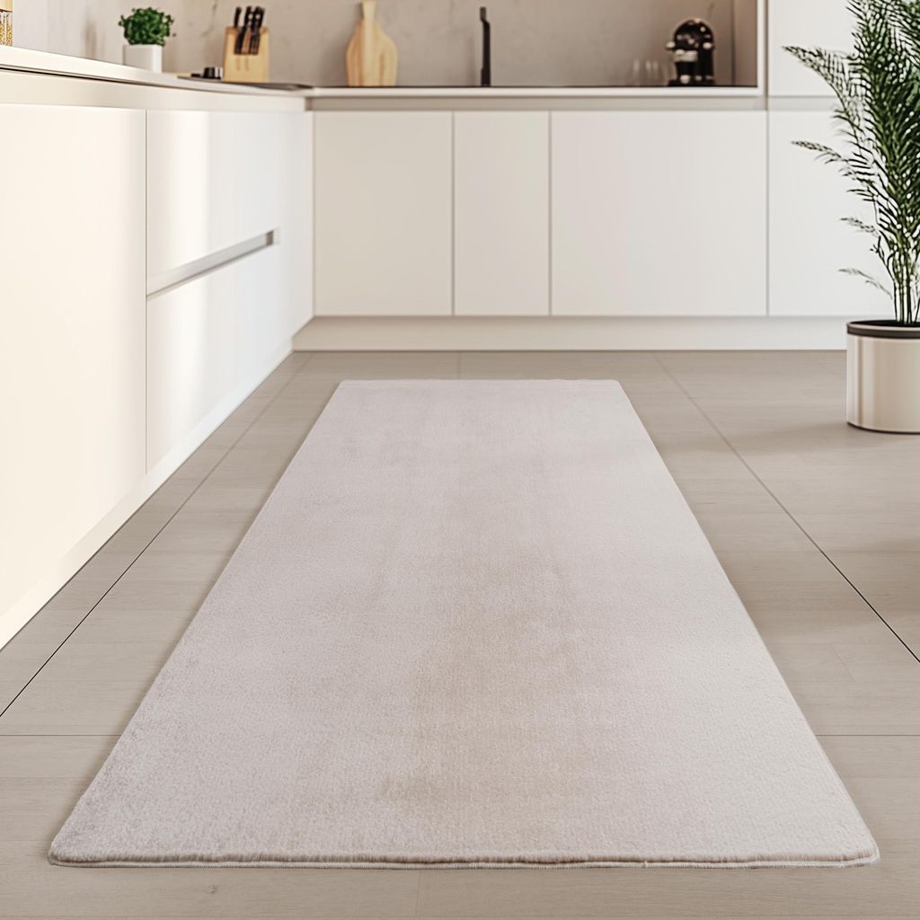Carpetsale24 Waschbarer Kurzflor Teppich, rutschfest & weich, Modernes Einfarbig Design für Wohnzimmer, Schlafzimmer, Grösse: 80x250 cm