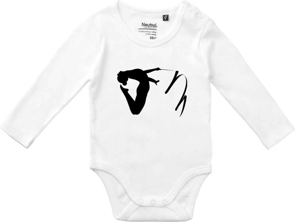 Huuraa Baby Body Rhythmische Sportgymnastik Silhouette 62 White Baumwolle Fairtrade Langarmbody Geschenkidee