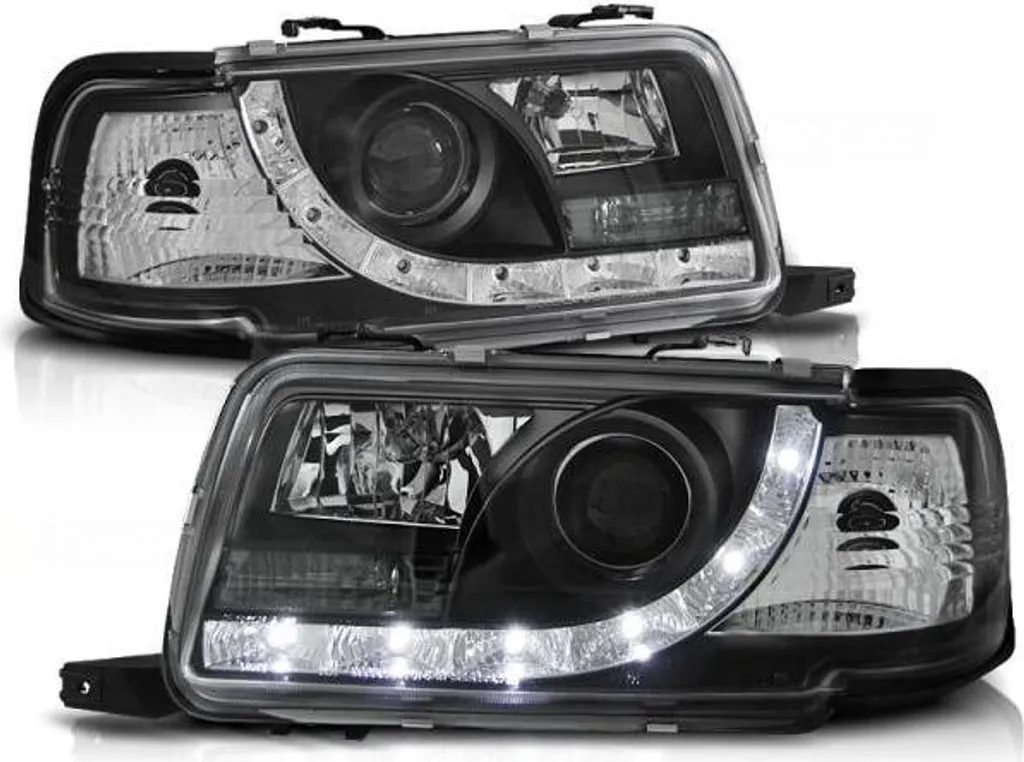 Phares Design Noirs Feux LED Diurnes pour Audi 80 B4 1991 à 1996