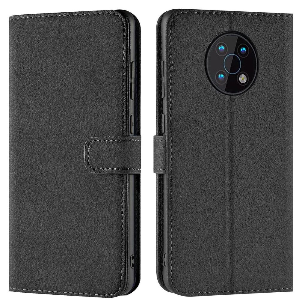 A black book-style phone case for a Nokia G50 is shown from the front and back.