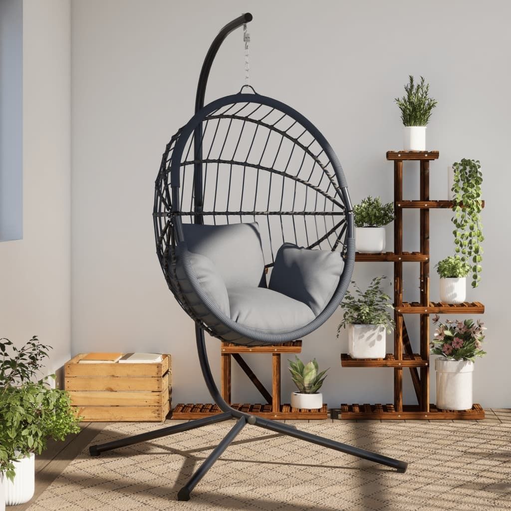 Design Hängesessel-Gestell Schwarz Stahl, Produktbild 