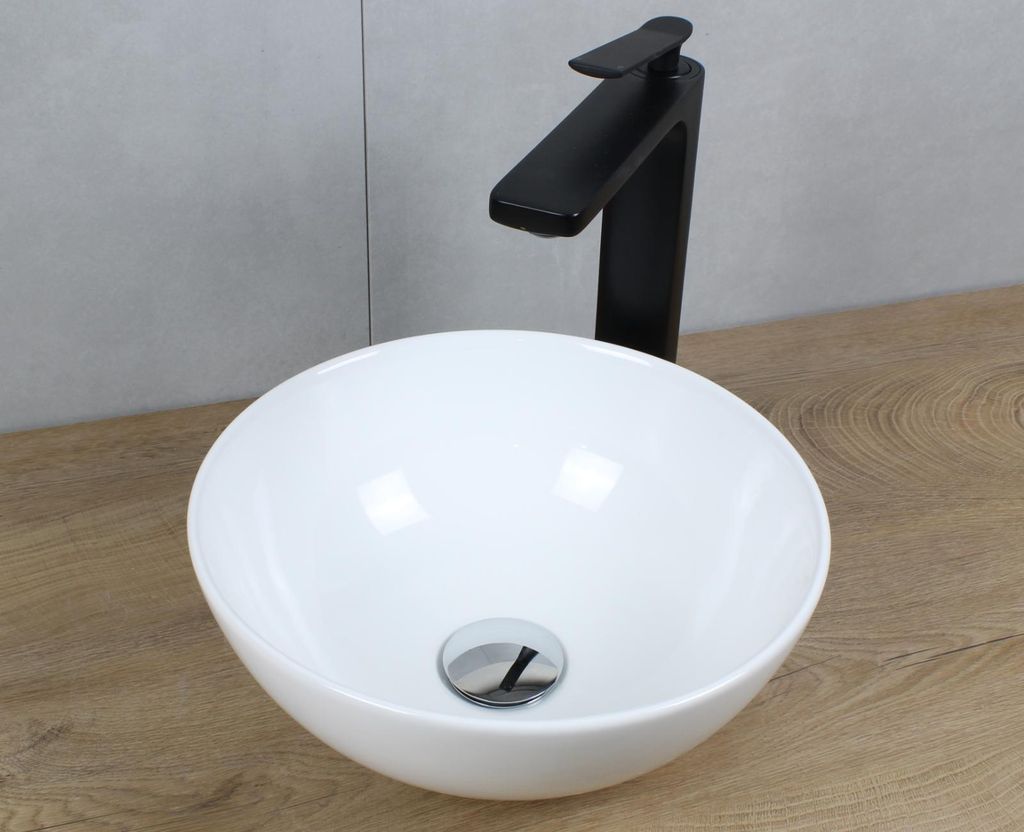 Keramik Waschbecken rund Ø 320 x 135 weiß ohne Überlauf Produktbild 