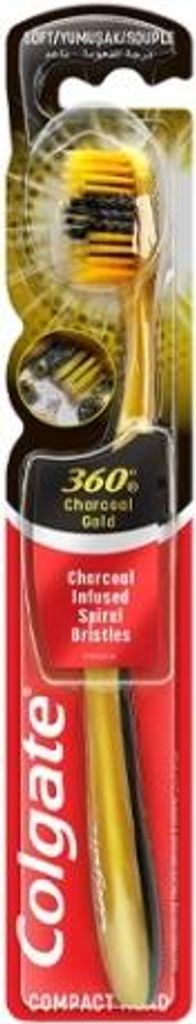Colgate Zahnbürste 360 Charcoal Gold Soft Schwarz Gold Produktbild 