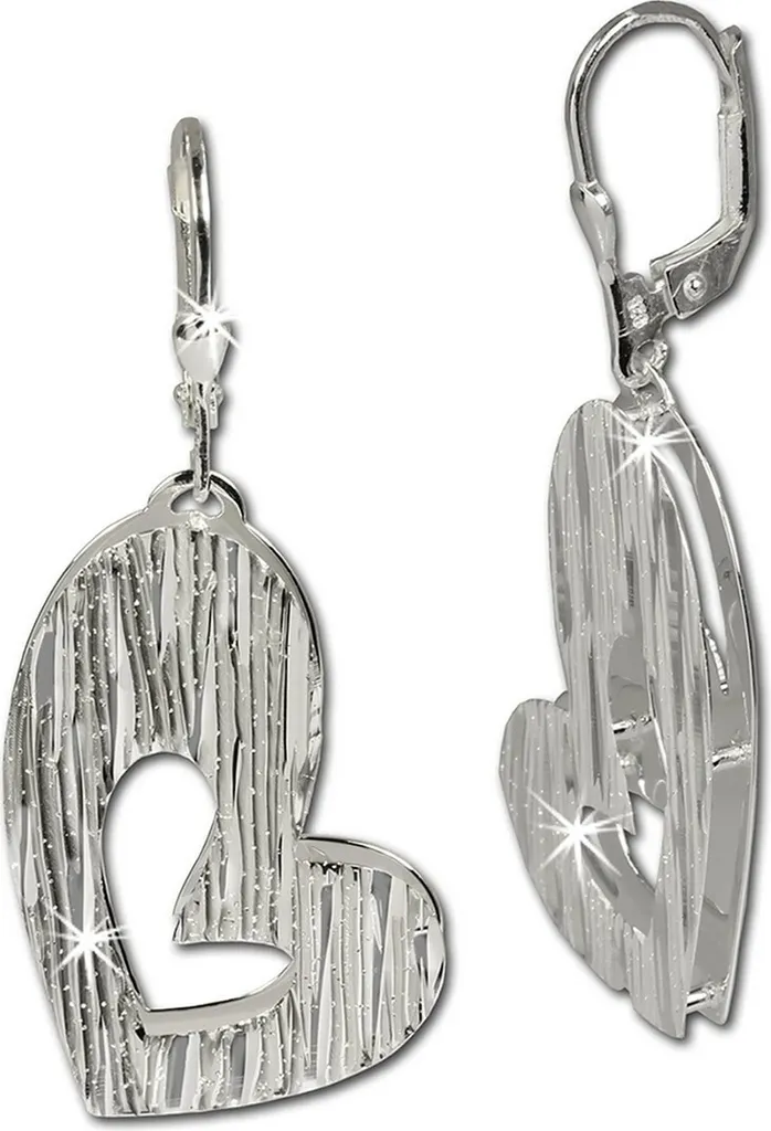 Boucles d'oreilles double cœur argent sterling 925 brillant SilberDream