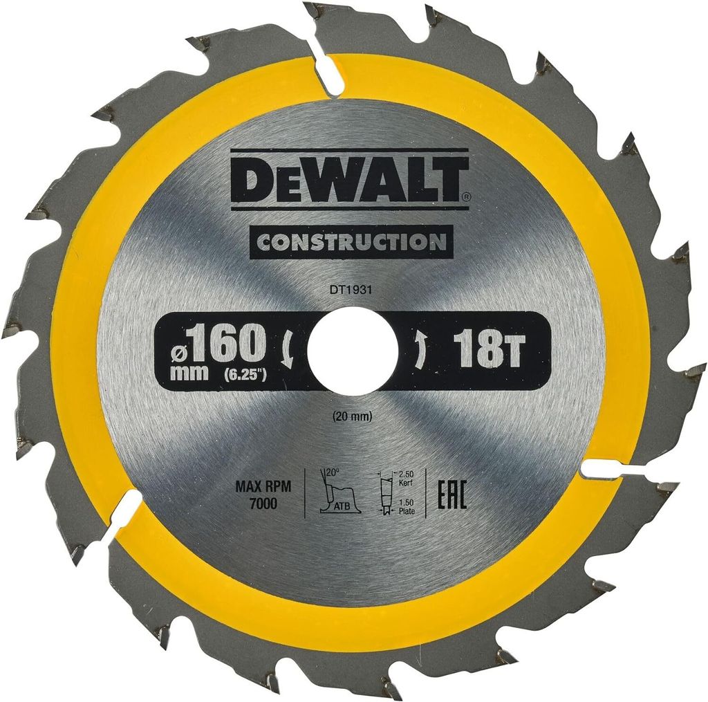 DeWalt Kreissägeblatt Handkr. 160/20 mm 18WZ Produktbild 