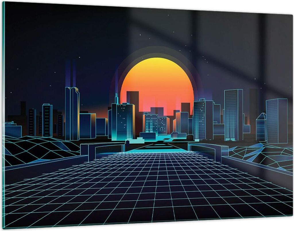 Bilder auf glas - stadt modern - 120x80cm - Glasbilder - Wandbilder - Kunstdruck - zum Aufhängen bereit - Wanddekoration aus Glas - Glas Bilder - ...