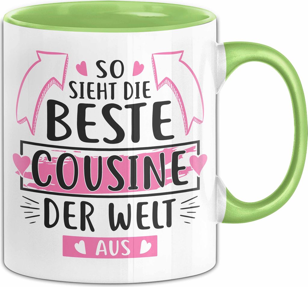 Cousine Tasse Geschenk So Sieht Die Beste Cousine Der Welt Aus Geschenkidee Kaffee-Becher (Grün)