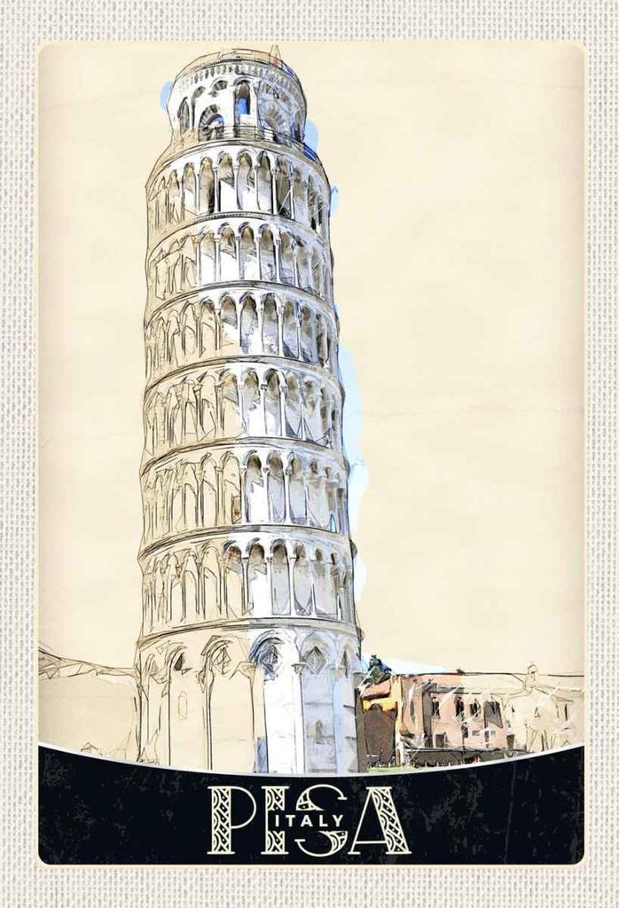 vianmo Holzschild 30x20 cm Pisa Italien Schiefer Turm Architektur Bildmotiv Reisemotiv Abenteuer Reisen
