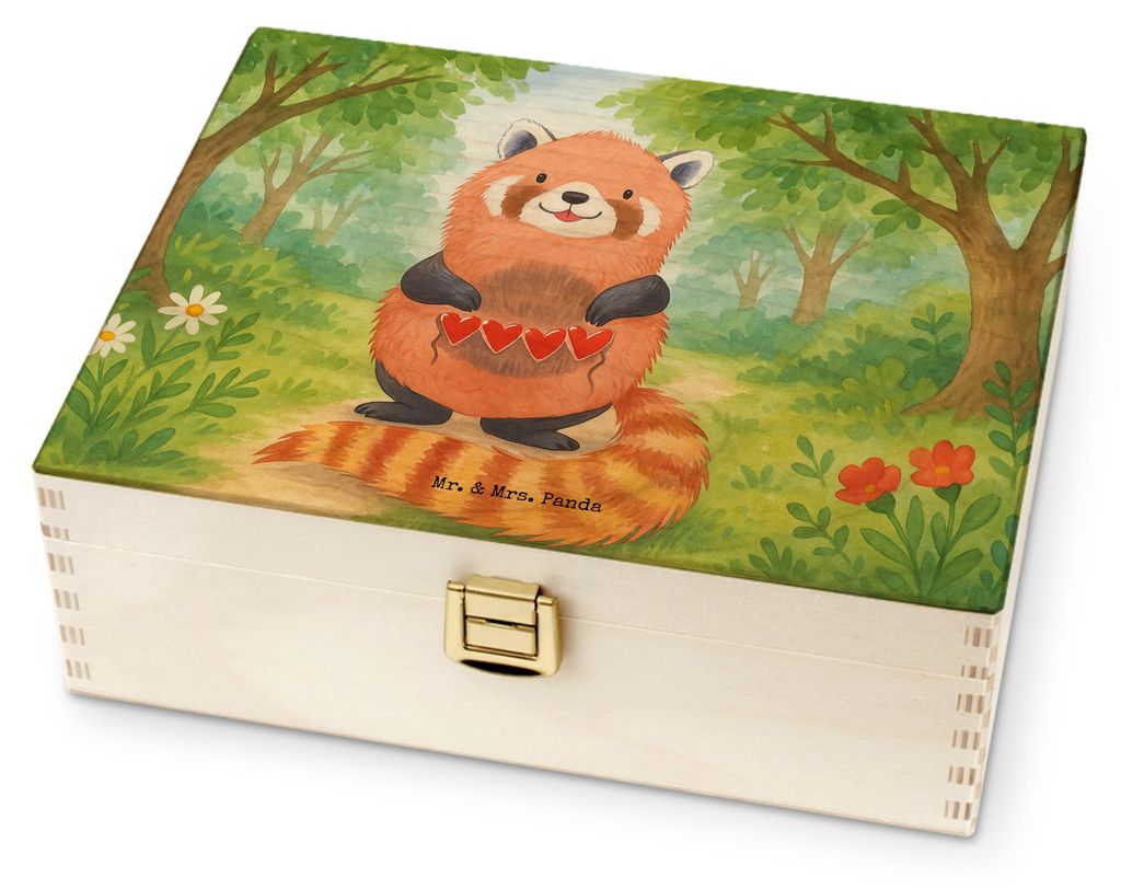 Mr. & Mrs. Panda holz teedose Roter Panda Design - Weiß - Geschenk, Teebeutel Aufbewahrung, Tee Beutel Halter, Teebox, Liebling, Rot, Teekästchen...