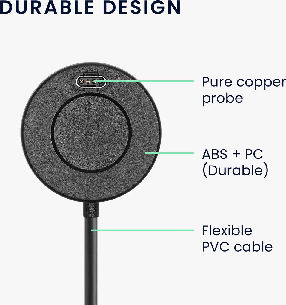 kwmobile USB C Ladekabel kompatibel mit Garmin Venu Sq Music / Sq 2 / Venu 2 Plus / Fenix 7 / vivoactive 4 - Kabel Charger - Smart Watch Typ C