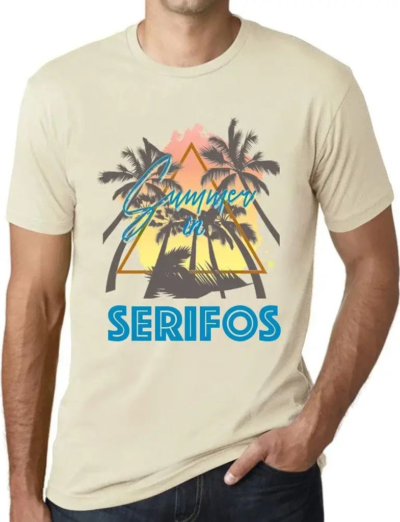 Herren Grafik T-Shirt Palmen Sonnenschein Sommer in Serifos – Palm, Sunshine, Summer In Serifos – Öko-Verantwortlich Vintage Jahrgang Kurzarm ...