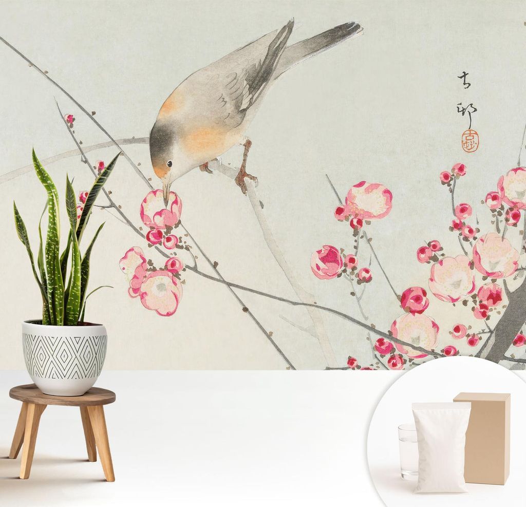 Fototapete - 208x146 cm - Tapete - Wandtapete - Wandbilder - Dekofolie - Tapete Folie - Wand - Dekoration - Wohnzimmer - Blumenvogel
