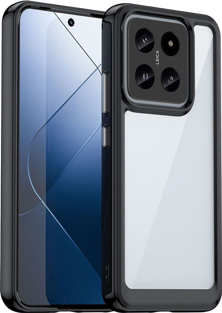 Schutzhülle für Xiaomi 14 Klar Rückseite Stoßfeste TPU Silikon Bumper Hülle Schwarz