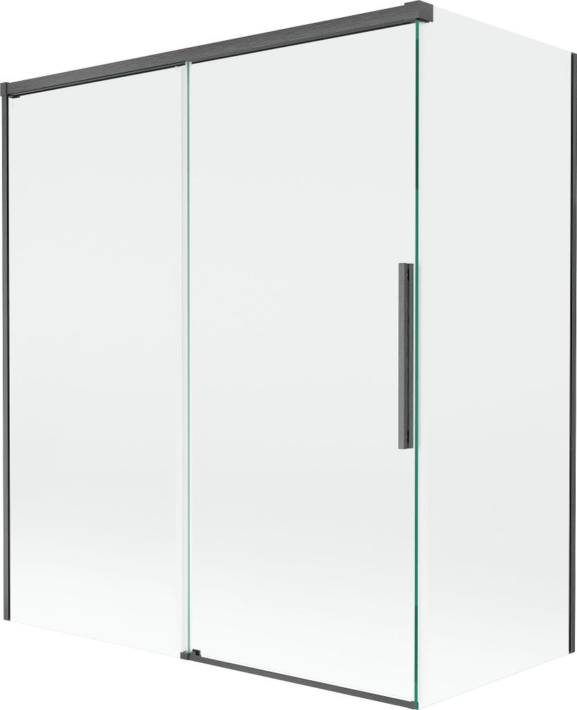 Mexen Rox Duschabtrennung 2-flügelig verschiebbar 140 + 70 x 150 cm, transparent, gebürstetes Gun Grau - 8C9-140-070-66-00
