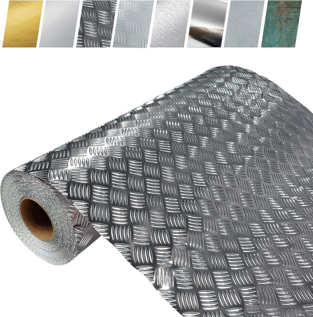 Klebefolie Möbel 45x50 cm - Riffelblech Hochglanz - Möbelfolie selbstklebend in Deko-Stil - Folie für Möbel zur schnellen Renovierung von Türe...