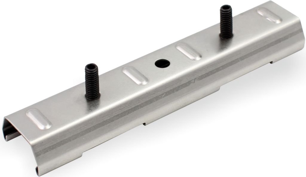 Stoßstellenverbinder Länge 100 mm | STUCCHI ONE TRACK / EUTRAC ONE TRACK | Bohrung Ø 5,0 mm & 2 x Feststellstift | Edelstahl roh