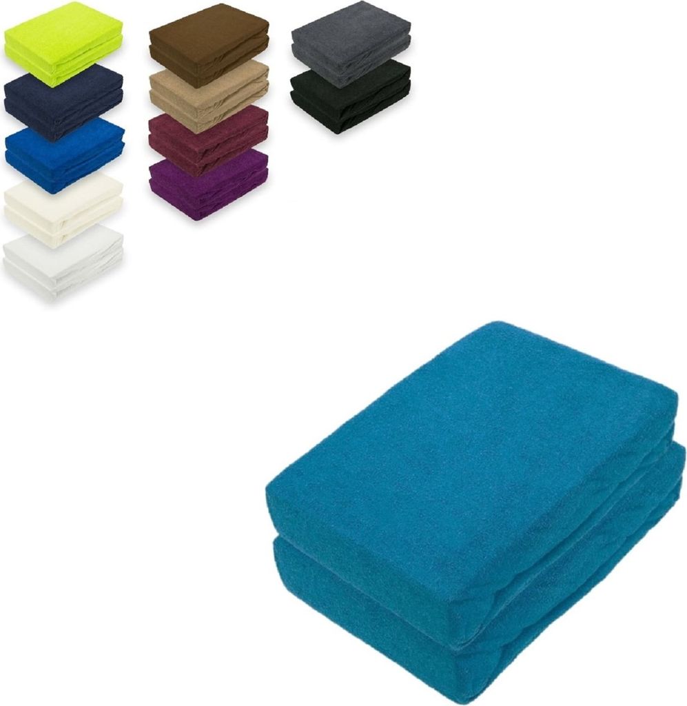 Doppelpack Frottee Spannbettlaken 180 - 200 x 200 cm Petrol