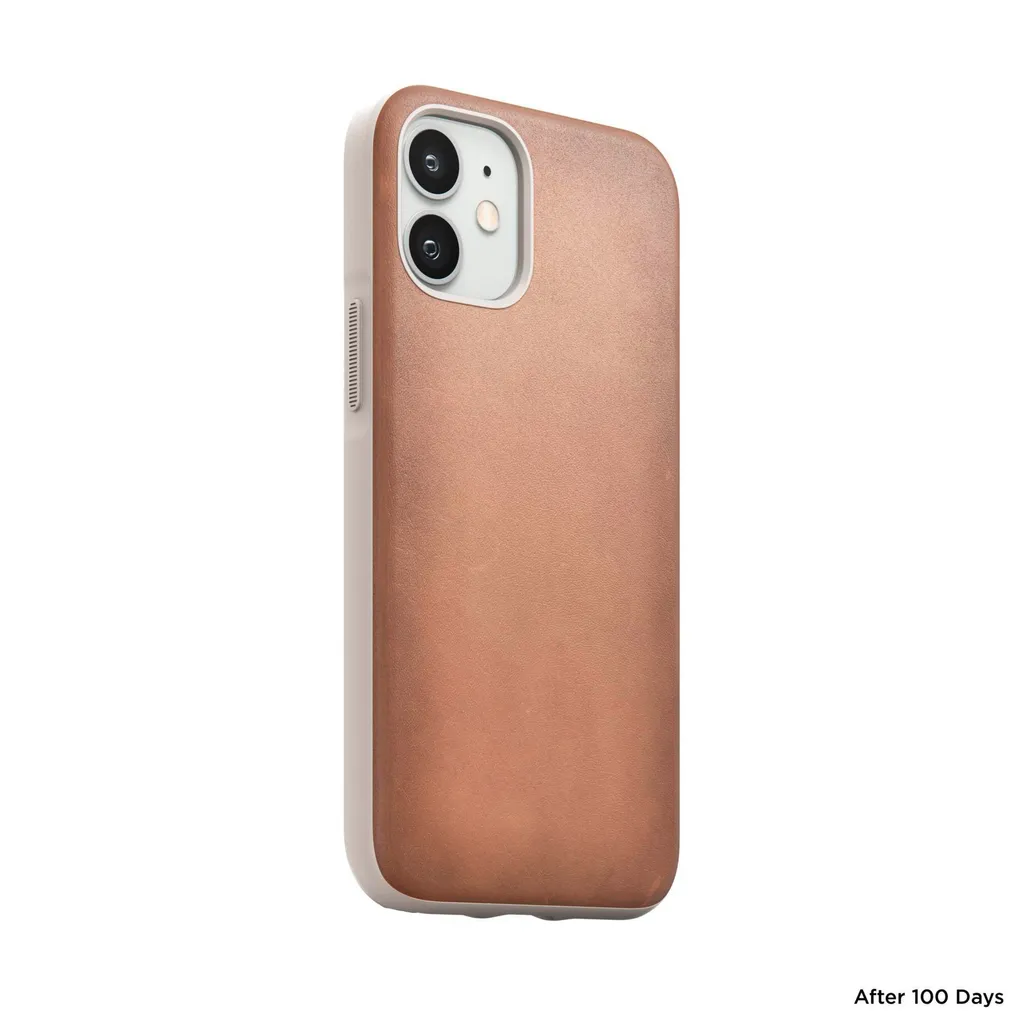 Nomad Rugged Case iPhone 12 Mini Coque en Cuir Véritable Beige Horween - 2