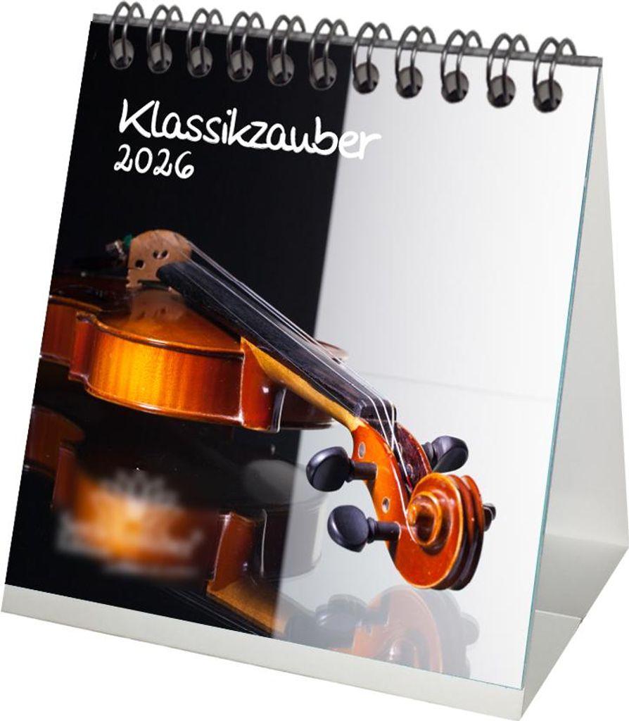 Klassikzauber Tischkalender 10cm x 10cm für 2026 Klassik und Instrumente - Seelenzauber
