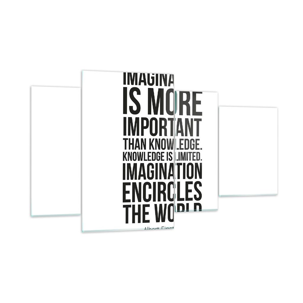 Bilder auf glas - 4 Teile - Einstein Maxim Imagination - 120x70cm - Glasbilder - Wandbilder - Bilder - zum Aufhängen bereit - Wanddekoration aus G...