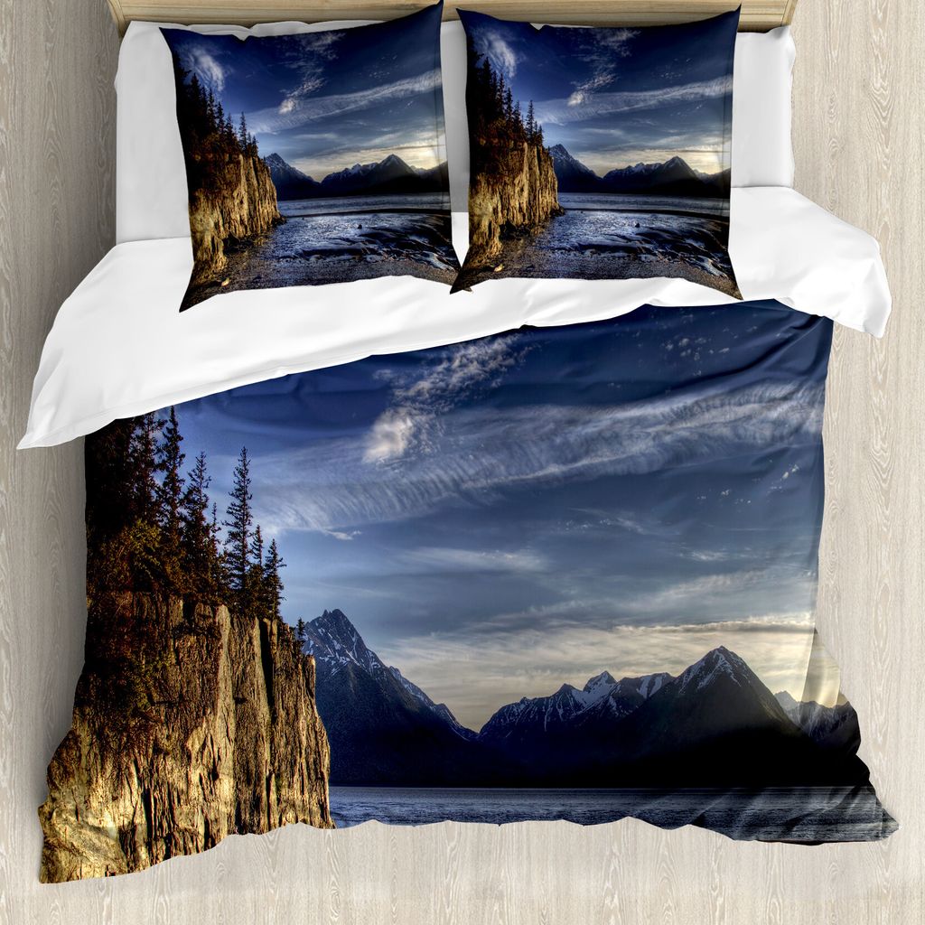 ABAKUHAUS Alaska Bettbezug, Turnagain Arm Strand, Milbensicher Allergiker geeignet mit Kissenbezügen, 200 cm x 200 cm - 80 x 80 cm, Mehrfarbig