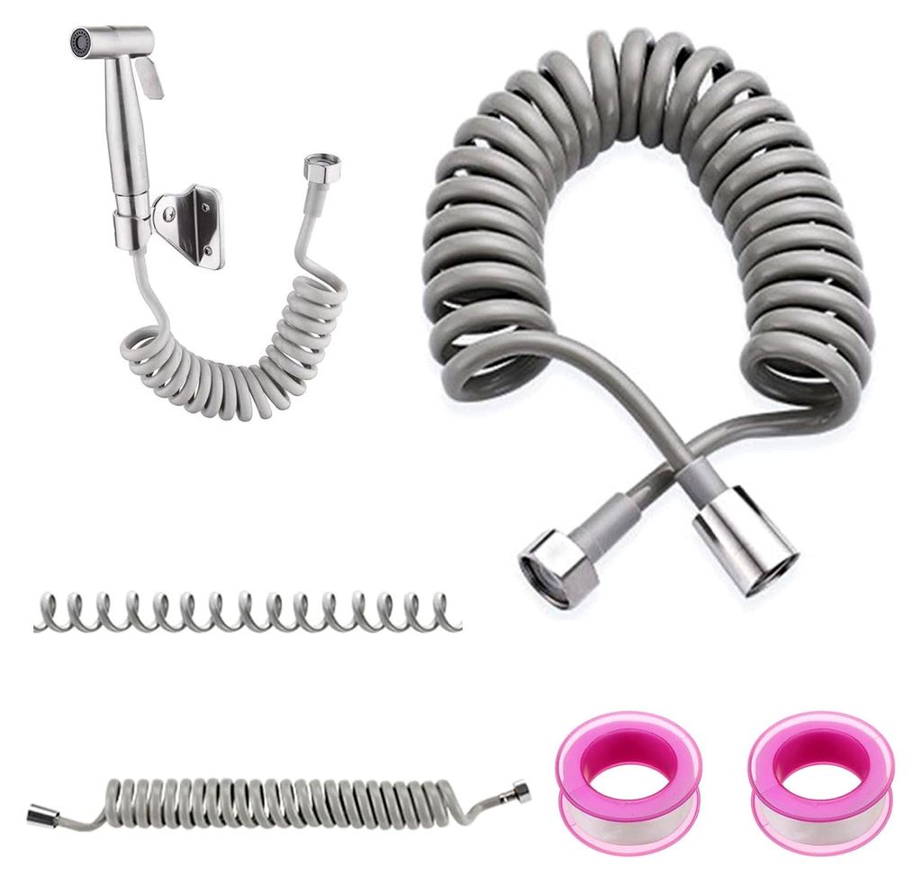 5M Teleskopischer Duschschlauch, Federtyp Duschschlauch, Flexibler Brauseschlauch, Badezimmer Spiralschlauch, Grauer Duschschlauch, für Handbrause...