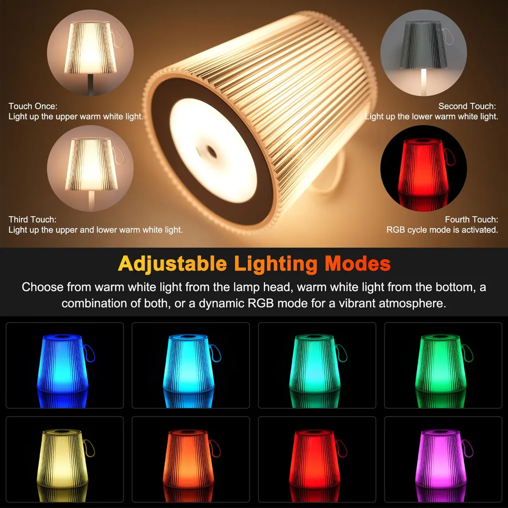 Lampe de Table LED RVB Tactile Modèle Crystal - Éclairage Dimmable Luxe - 3