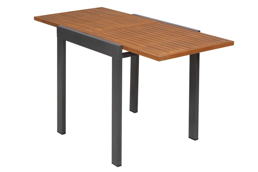 Merxx Balkontisch ausziehbar 65/130 x 65 cm - Aluminiumgestell Graphit mit Akazienholz
