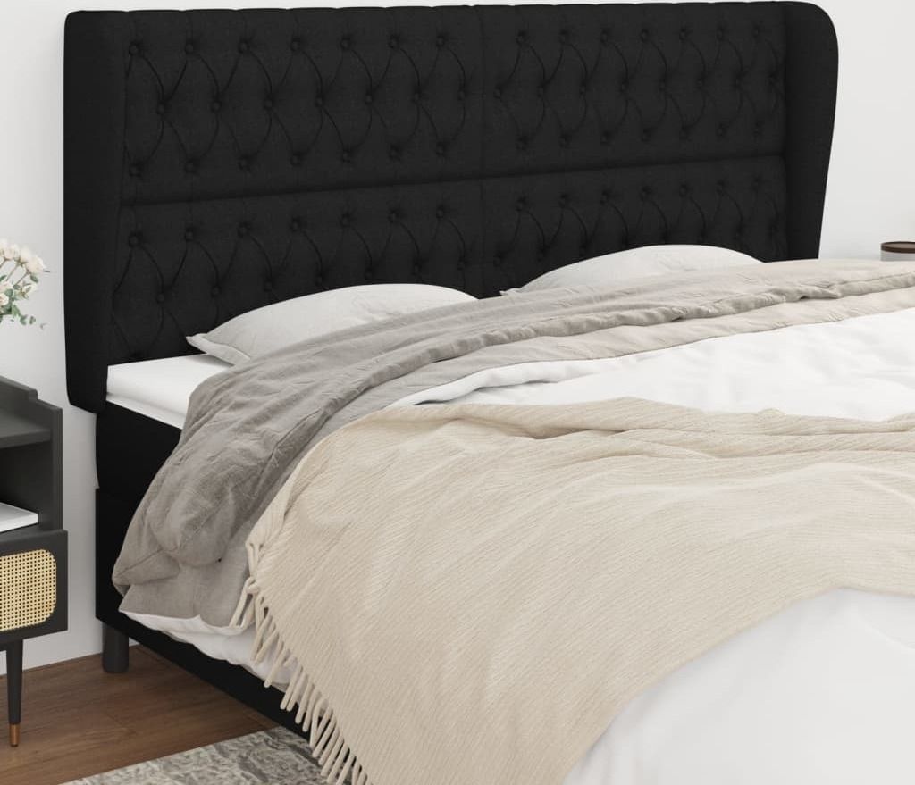 Maison Exclusive - Kopfteil mit Ohren Schwarz 203x23x118/128 cm Stoff