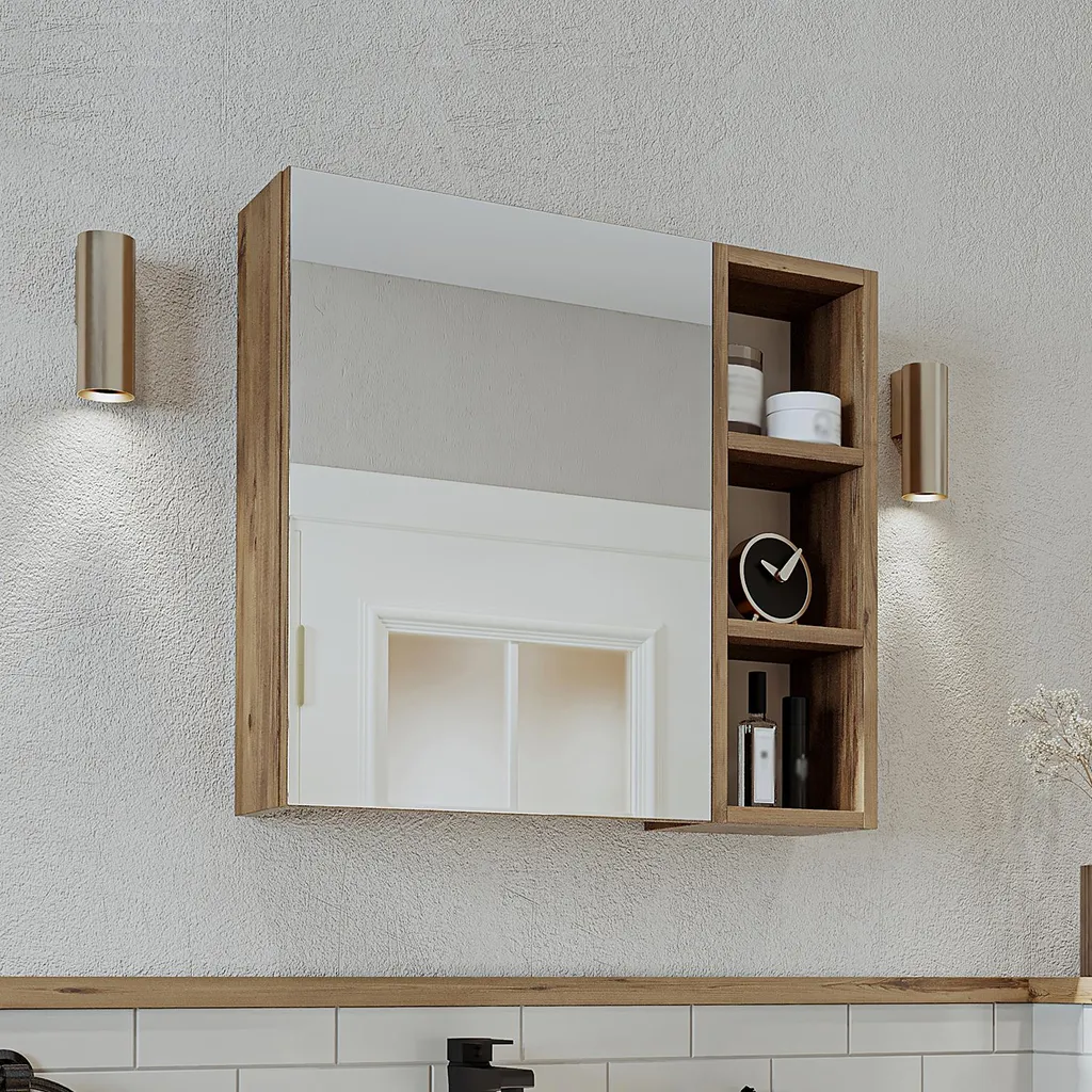 Armoire de toilette murale en bois de chêne LOTUS-I-65 format 65x60 cm