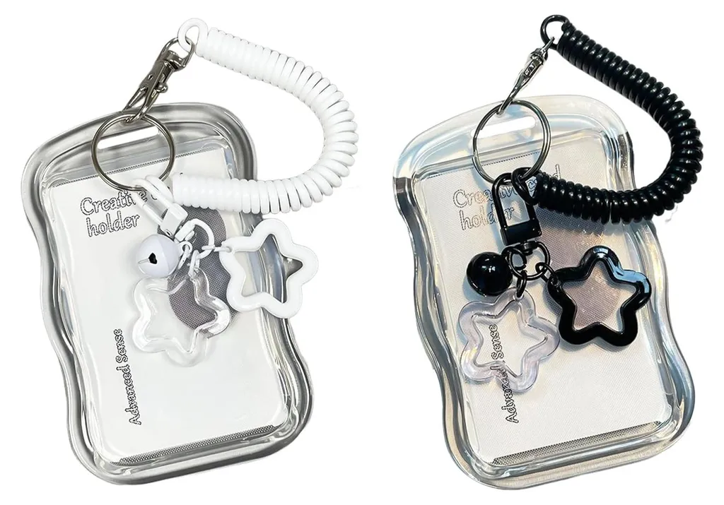 Porte-clés porte-photo étoile en silicone avec cordon élastique bleu