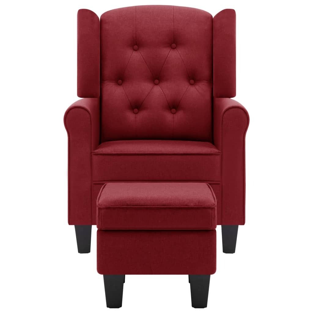 "Winterschlussverkauf "Einzelsessel moderne - CLORIS - Loungesessel - mit Fußhocker Weinrot Stoff - 68 x 78 x 94 cm - NeuMöbel3106958