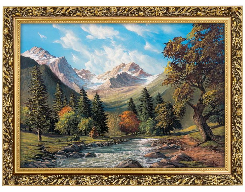 Goldrahmen Gemälde Mohnblume 50x70 cm - Stream, Wojciech Król