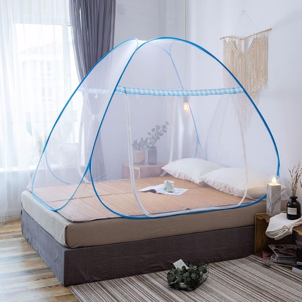 Pop Up Moskitonetz für Doppelbett, Large Portable Zelt Travel Doppeltür Reißverschluss Bettnetz, einfache Installation