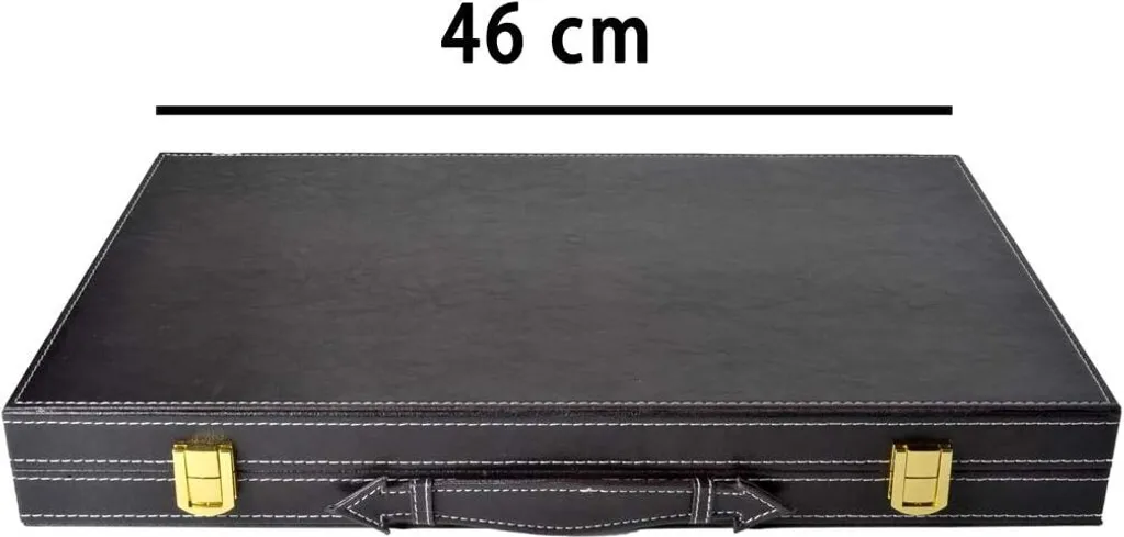 Jeu Backgammon 18 Robuste - Coffret de Rangement Complet Marron Ivoire - 10