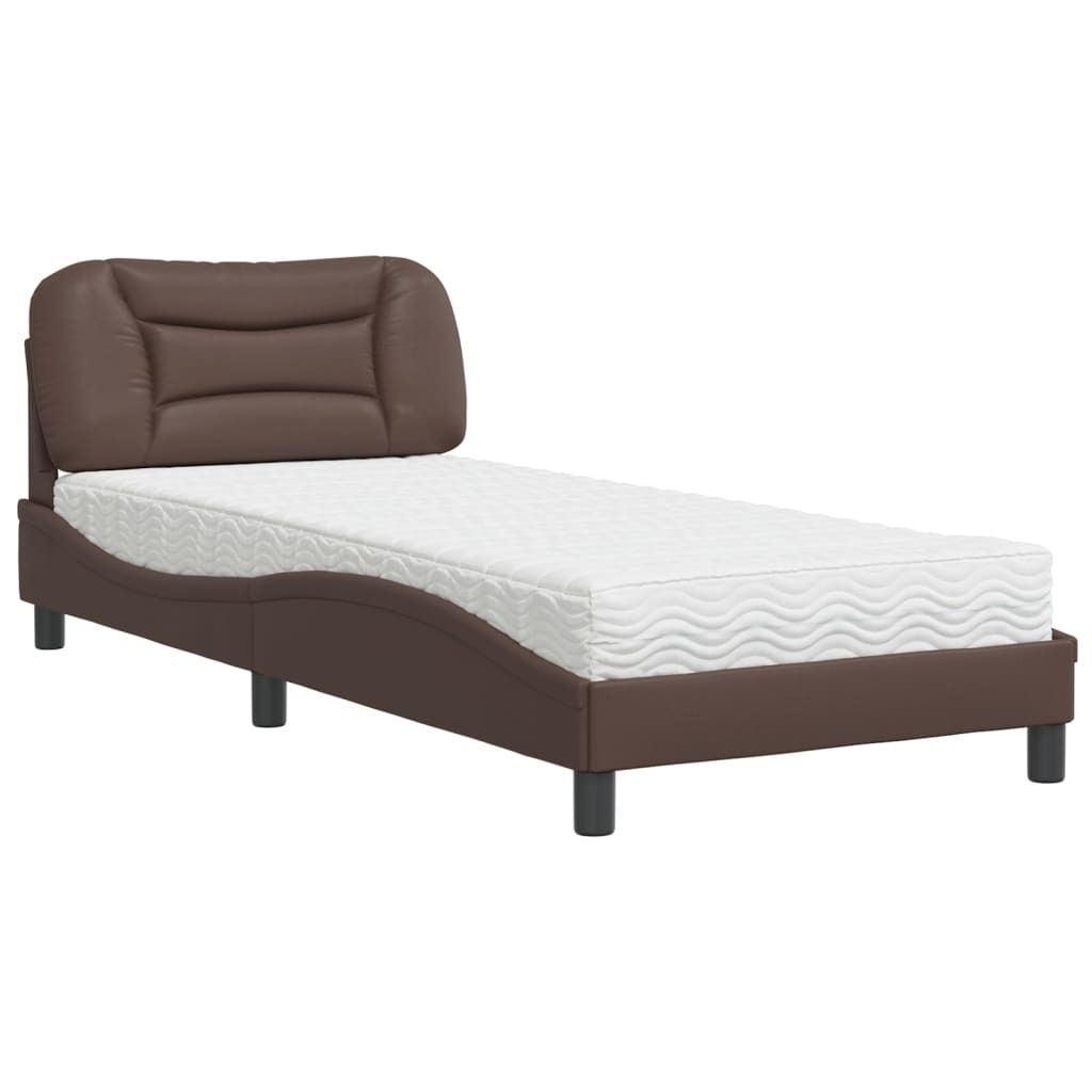 "2026 MODERNE"Einzelbett/Jugendbett ️Hochwertiges - Erwachsene/r / Kind - Bett mit Matratze "Hvar" Braun 90x200cm Kunstleder - Klassische Betten ...