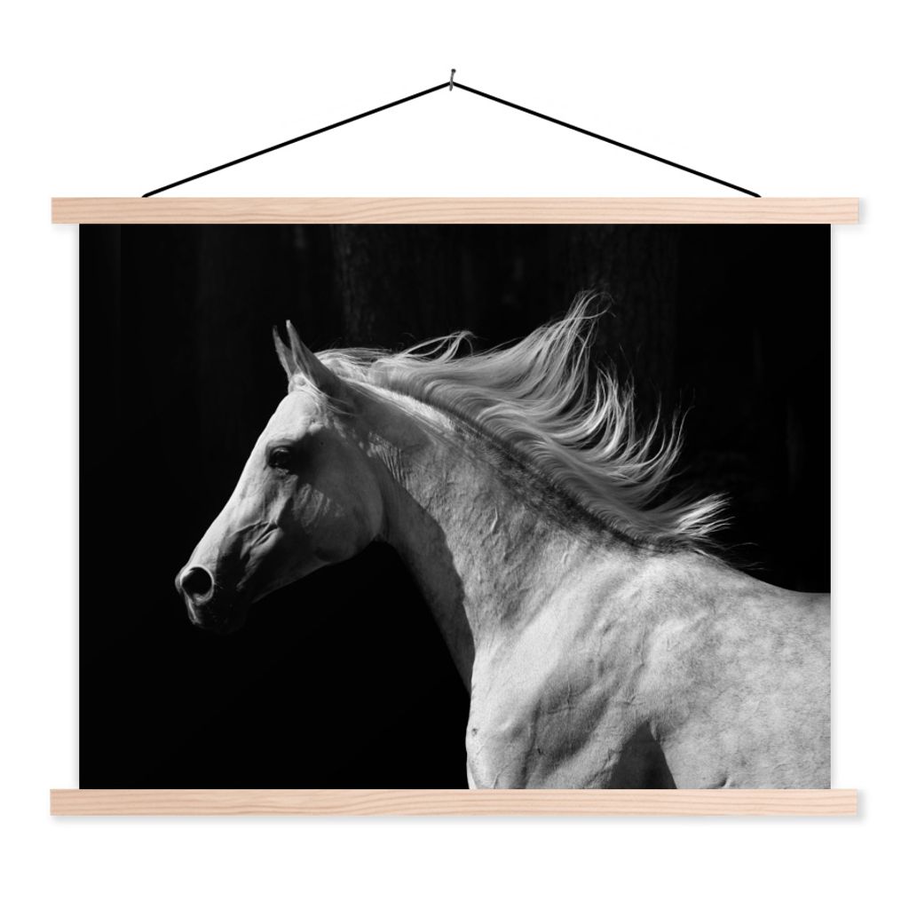 MuchoWow Textilposter Pferde - Tiere - Porträt 60x45 cm mit holzfarbenen Rahmen - Bild
