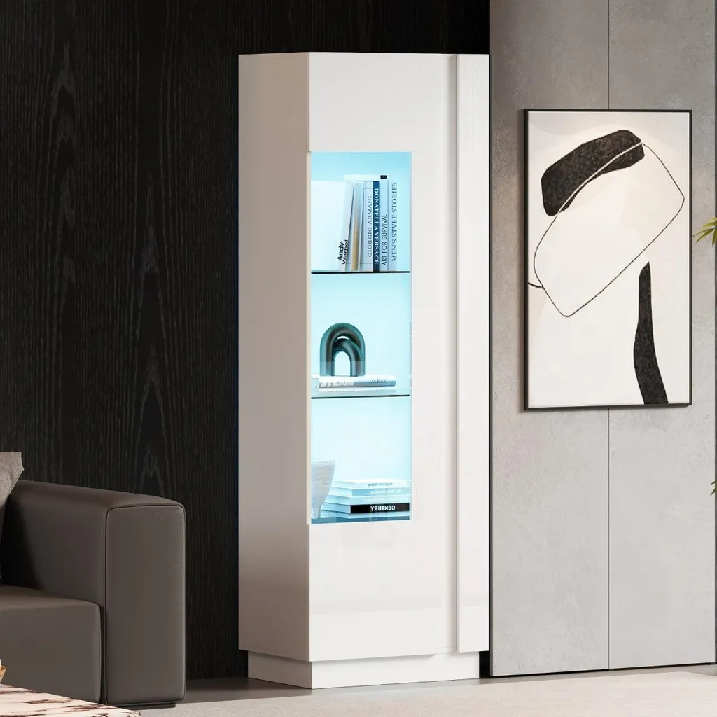 Vitrine pour collectionneur blanche 60 cm avec éclairage LED intégré