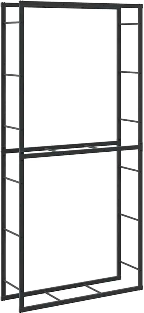Portant de bois de chauffage noir 100x30x209 cm en acier robuste