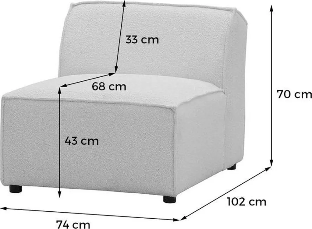 Module de canapé 1 place Mojo Teddy Latte, confort cocooning et design - 5