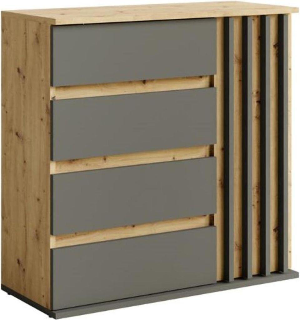Commode combinée JAMUNDI - chêne artisanal / graphite Image du produit 