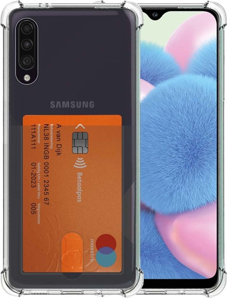 Smartphonica Telefoonhoesje Geschikt voor Samsung Galaxy A30s met Pasjeshouder Doorzichtig Siliconen - Transparant TPU Shockproof Backcover Case ...