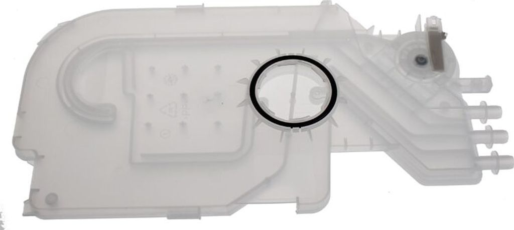A clear product shot of a water inlet pressure chamber with a flow meter.
