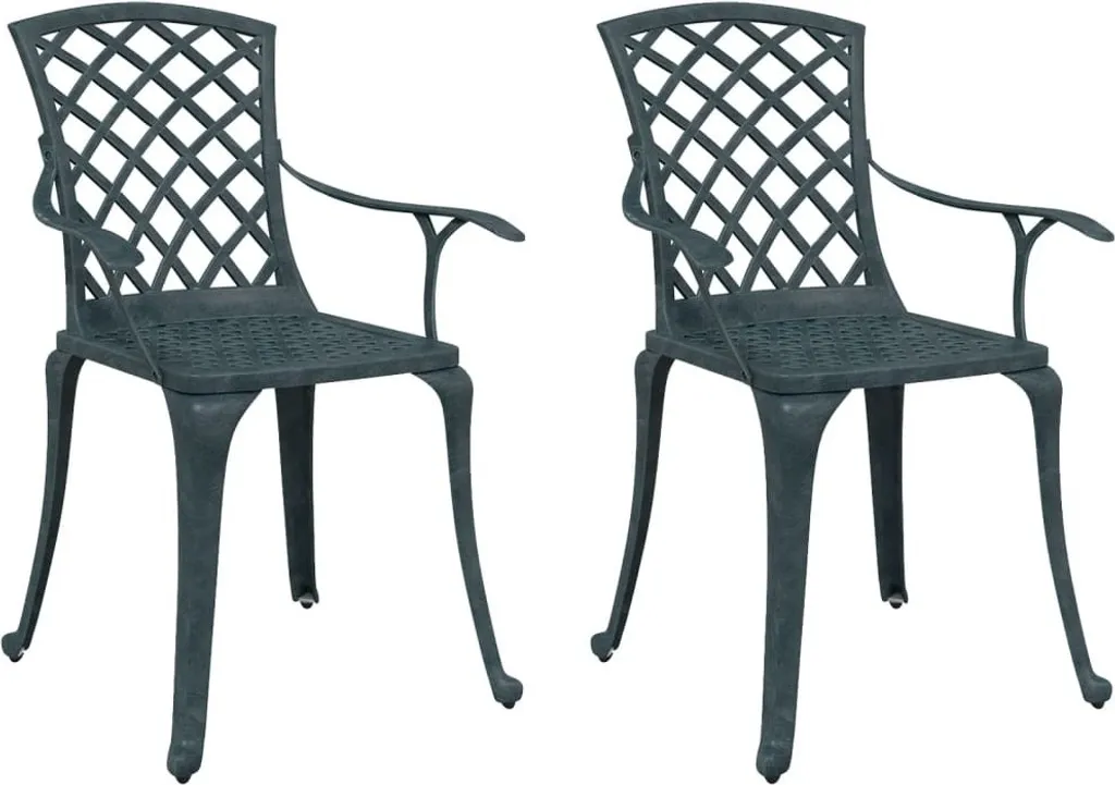 Chaises de Jardin 2 pcs Vert en Fonte d'Aluminium Inoxydable et Durable