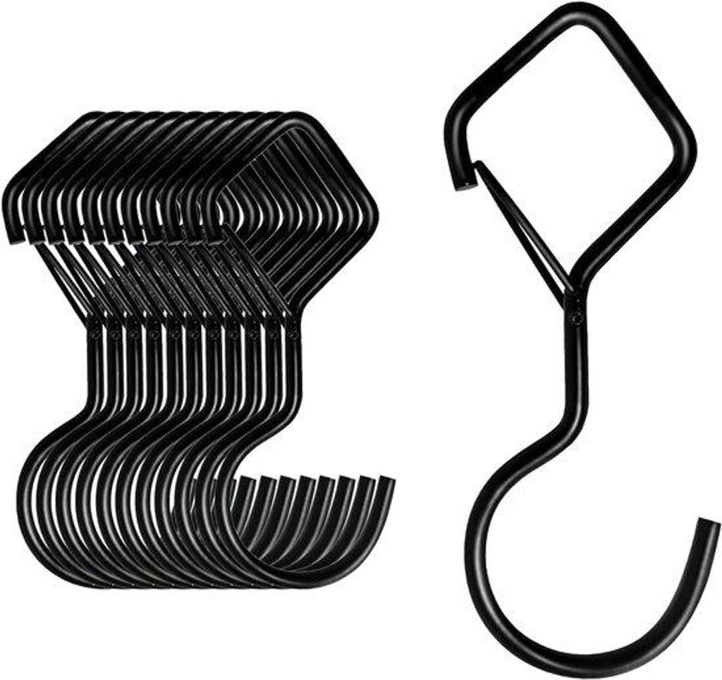 S-Haken - S-Formige Suspendue Haken - Lot de 10 schwarze, für Kleidung, Küche, Atelier, Badezimmer, Garten, Schlafzimmer, Außenbereich geeignete...